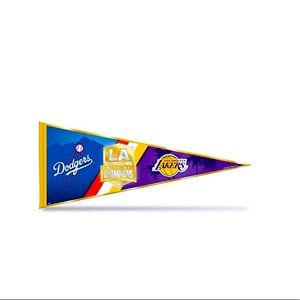 LA Dodgers - Lakers - City of Champions Championship Felt Soft Pennant 12 X 30